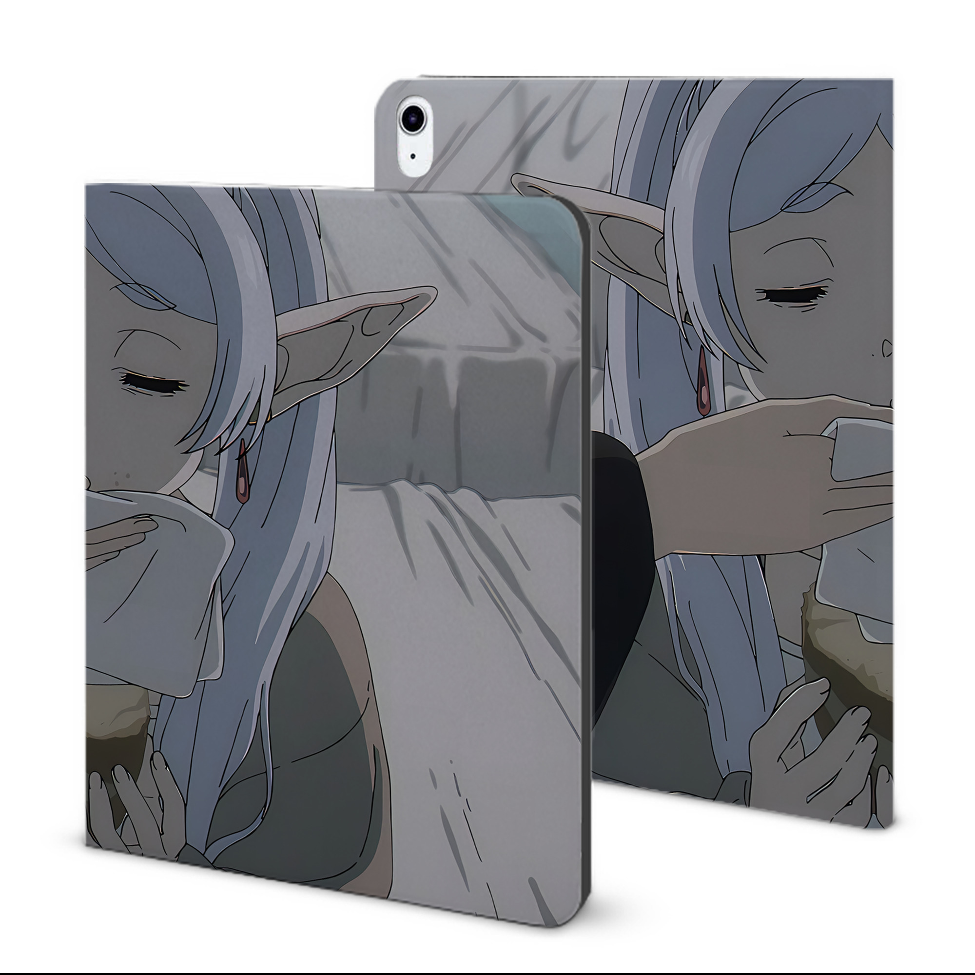 （画像用） 葬送のフリーレン Frieren IPad ケース ブック型 PUレザー TPU 耐衝撃 軽量 薄型 ペン収納なし 全面保護 IPad 各モデル対応